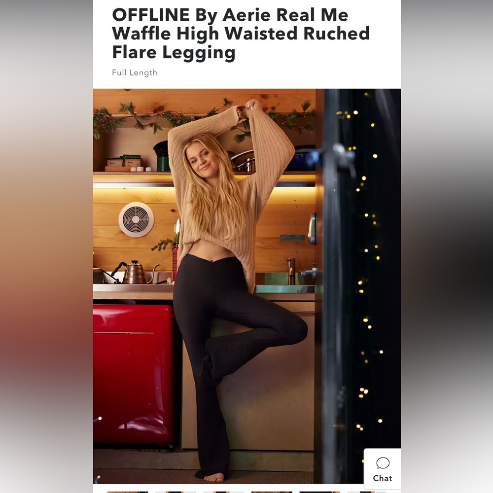 OFFLINE By Aerie Real Me Waffle High Waisted Ruched Flare Legging XS Short - Picture 2 of 8